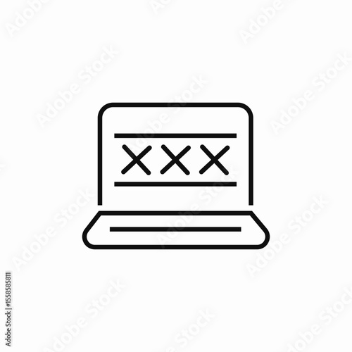 laptop password pin icon sign vector