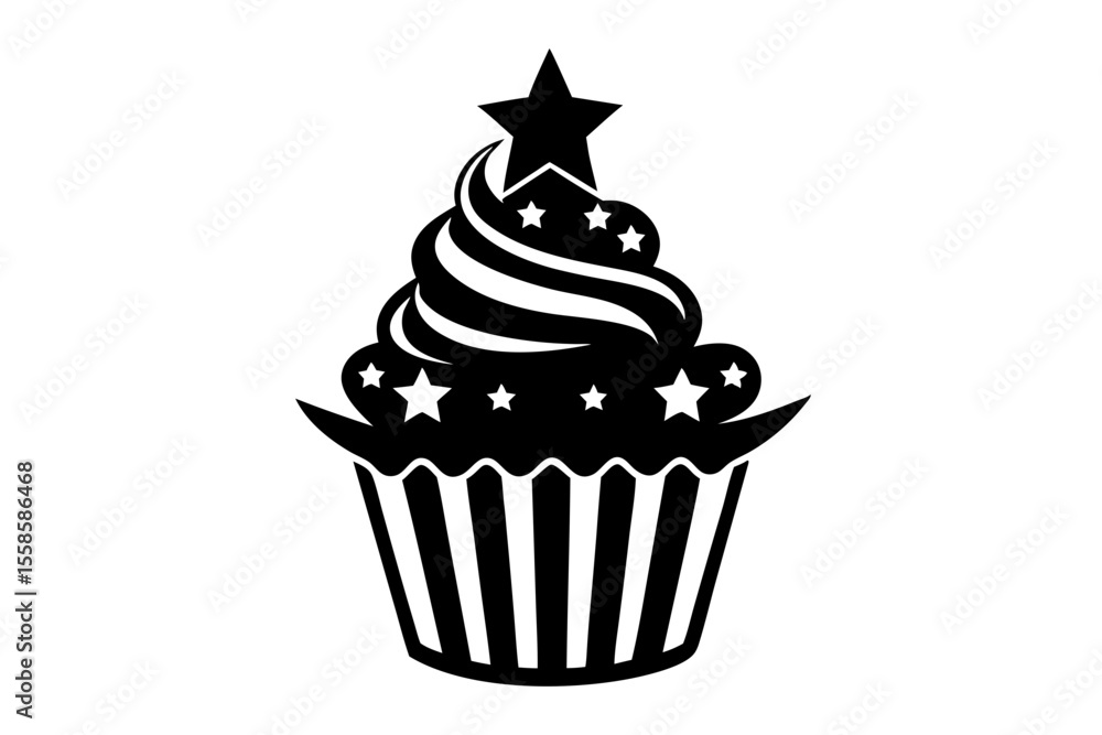 4th july cupcake silhouette vector 4th july cupcake silhouette vector