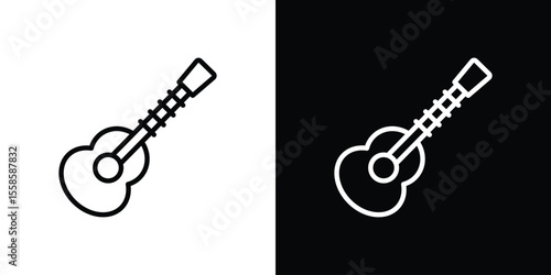 Ukulele icon. Isolated object on a black and white background.