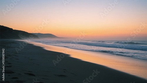 sunset over the beach 