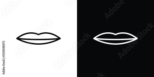 Thin lips icon. Isolated object on a black and white background.