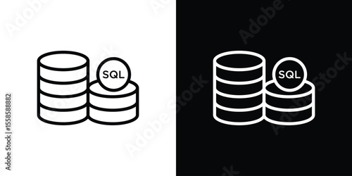 SQL icon. Isolated object on a black and white background.