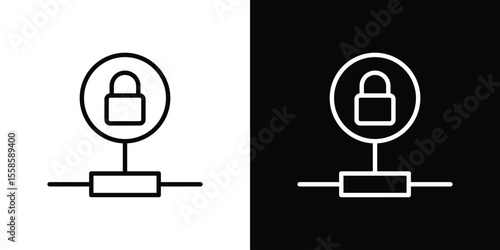 Private network icon. Isolated object on a black and white background.