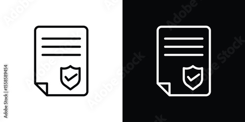 Policy icon. Isolated object on a black and white background.