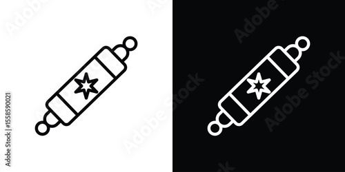Mezuzah icon. Isolated object on a black and white background.