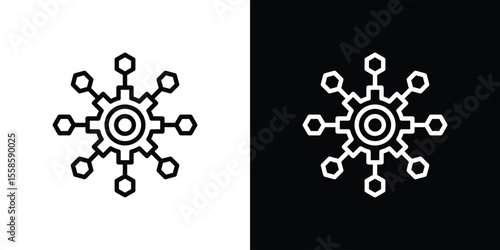 Microservices icon. Isolated object on a black and white background.