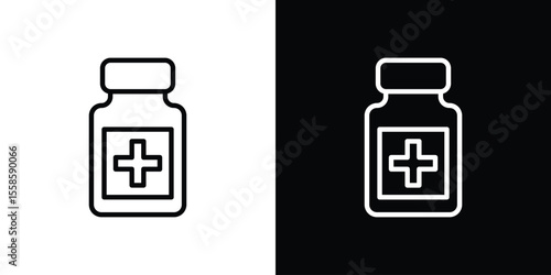 Medicine bottle icon. Isolated object on a black and white background.