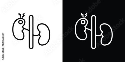 Kidney disease icon. Isolated object on a black and white background.