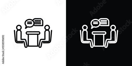 Job interview icon. Isolated object on a black and white background.