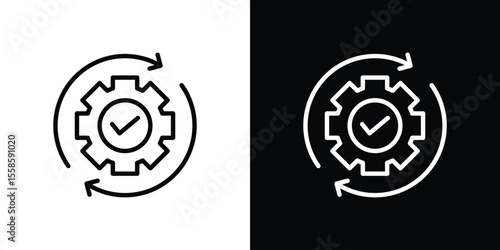 Implementation icon. Isolated object on a black and white background.