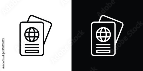 Immigration icon. Isolated object on a black and white background.