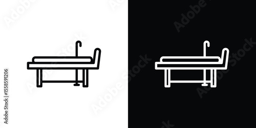Hospital bed icon. Isolated object on a black and white background.