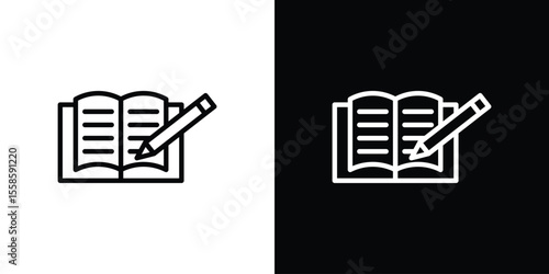Homework icon. Isolated object on a black and white background.