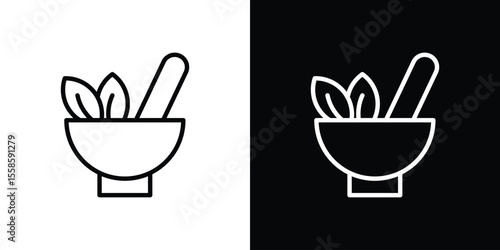 Herbal medicine icon. Isolated object on a black and white background.