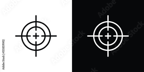 Gun target icon. Isolated object on a black and white background.