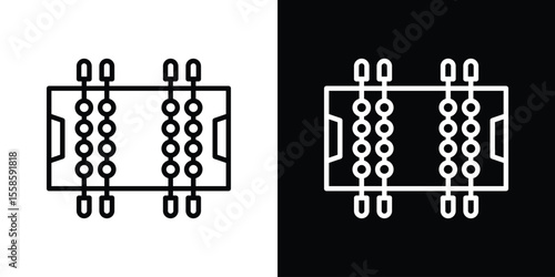 Foosball icon. Isolated object on a black and white background.