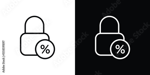 Fixed rate mortgage icon. Isolated object on a black and white background.