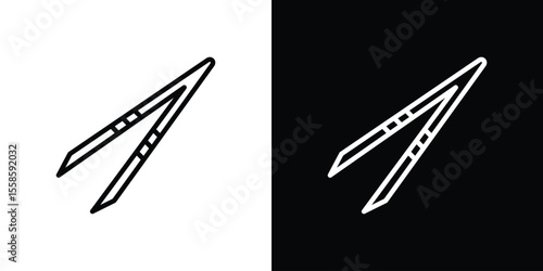 Eyebrow tweezers icon. Isolated object on a black and white background.