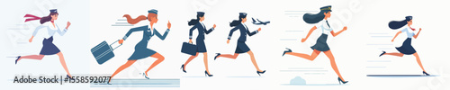 flight attendant character vector running