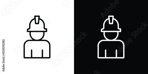 Engineer icon. Isolated object on a black and white background.
