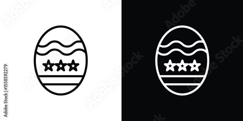 Easter eggs icon. Isolated object on a black and white background.