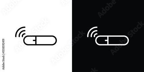 Dog microchip icon. Isolated object on a black and white background.