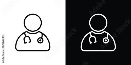 Doctor icon. Isolated object on a black and white background.
