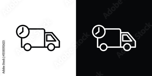 Delivery delay icon. Isolated object on a black and white background.