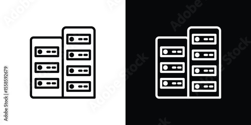 Data center icon. Isolated object on a black and white background.