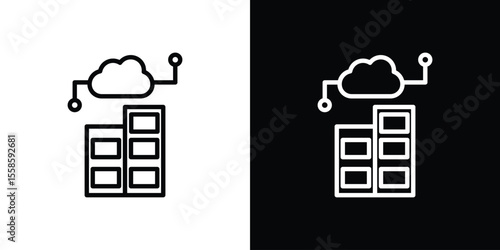 Data center icon. Isolated object on a black and white background.