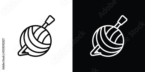 Crochet icon. Isolated object on a black and white background.