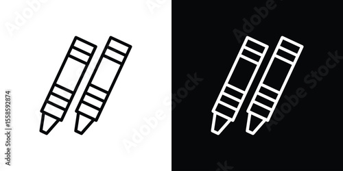 Crayon icon. Isolated object on a black and white background.