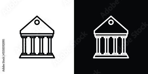 Courthouse icon. Isolated object on a black and white background.