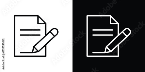 Contract icon. Isolated object on a black and white background.