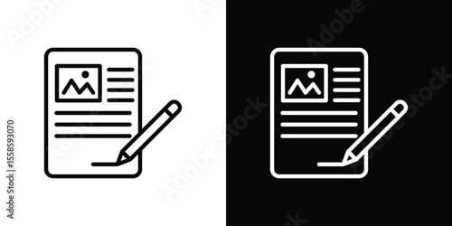 Content icon. Isolated object on a black and white background.
