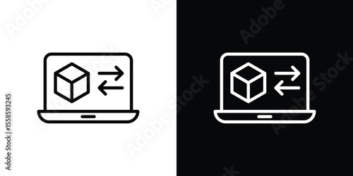 Computer simulation icon. Isolated object on a black and white background.