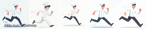 vector set of chefs running