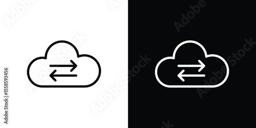Cloud computing icon. Isolated object on a black and white background.