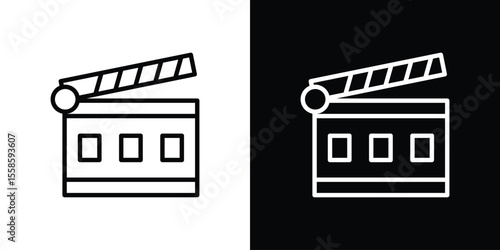 Cinema flapper icon. Isolated object on a black and white background.