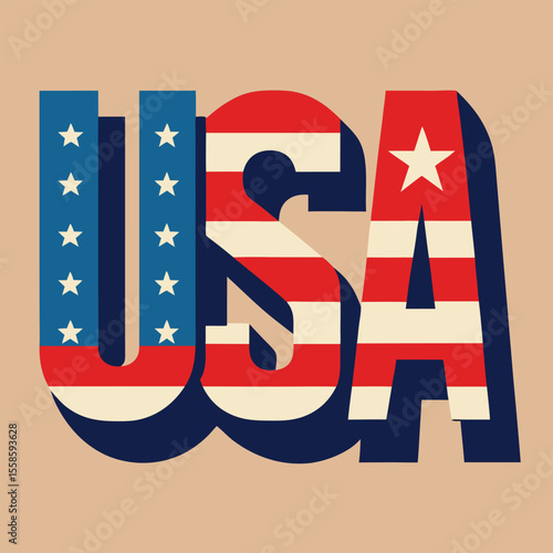 USA Independence Day: Patriotic 4th of July vector illustration with a national flag symbol
