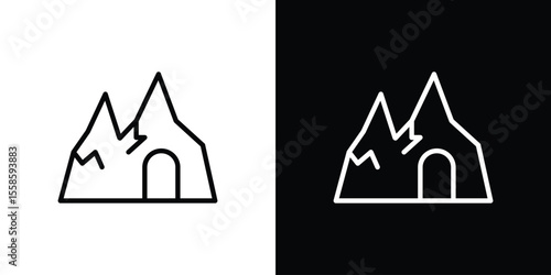 cave icon. Isolated object on a black and white background.