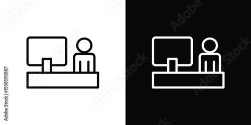 Cashier icon. Isolated object on a black and white background.