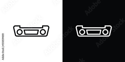 Car bumper icon. Isolated object on a black and white background.