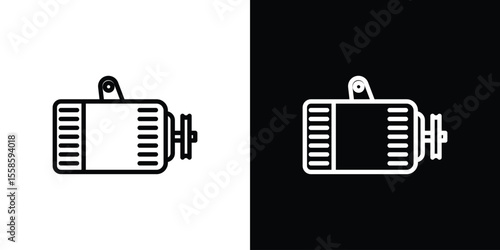 Car alternator icon. Isolated object on a black and white background.