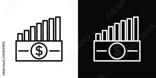 capital gain icon. Isolated object on a black and white background.