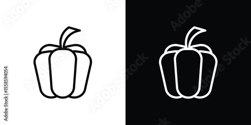 Capsicum icon. Isolated object on a black and white background.