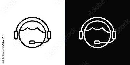 Callcenter icon. Isolated object on a black and white background.