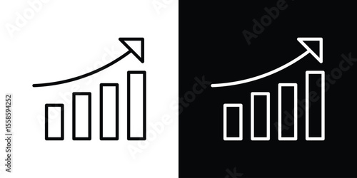 Business performance icon. Isolated object on a black and white background.