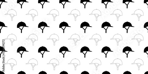 black white equestrian helmet seamless pattern
