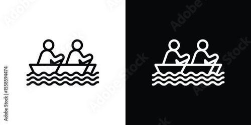 Boat race icon. Isolated object on a black and white background.
